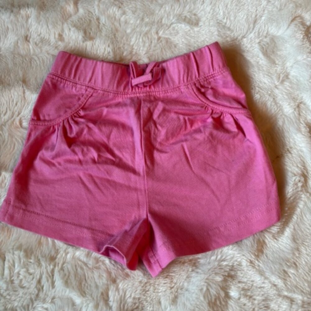 2/$25 Okie Dokie Pink Baby Infant Shorts Girls Elastic Waist Size 12 MTHS EUC